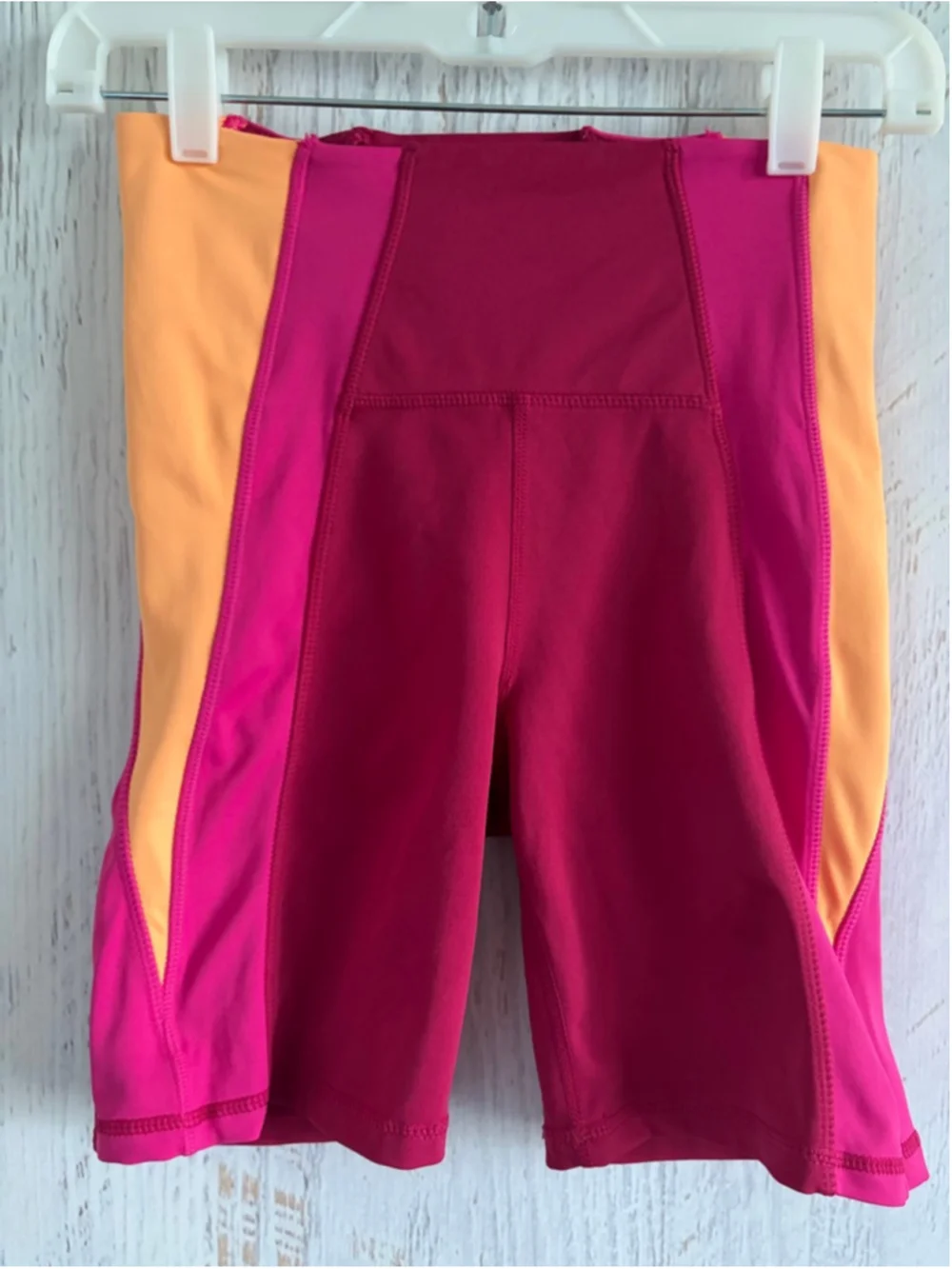 Women's SENITA ATHLETICS Pink Orange Sports Bra and Matching Shorts Size S